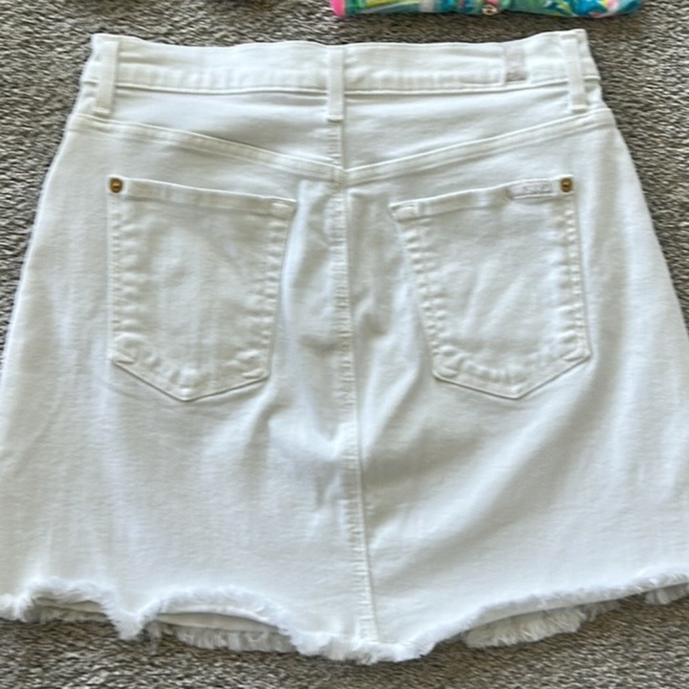 7 For All Mankind White Denim A Line Skirt - Picture 7 of 7